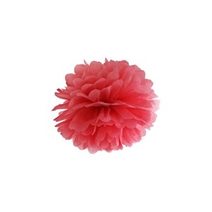 PartyDeco Pompom virág - piros 25 cm
