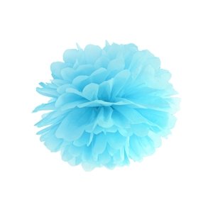PartyDeco Pompom virág - kék 35 cm