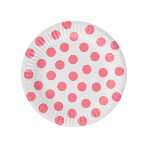 Godan Papír tányérok - Fehér rózsaszín pötyökkel 18 cm 6 drb