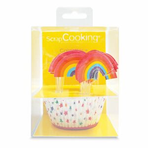 Scrapcooking Kosárkák sütésre és cupcakes dekoráció készlet- szivárvány 24 db