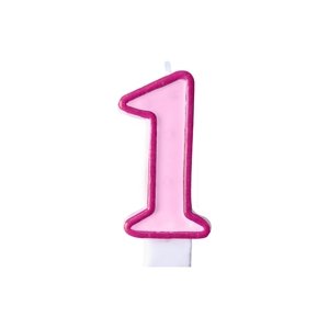 PartyDeco Születésnapi szám gyertya 1 - rózsaszín