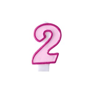 PartyDeco Születésnapi szám gyertya 2 - rózsaszín
