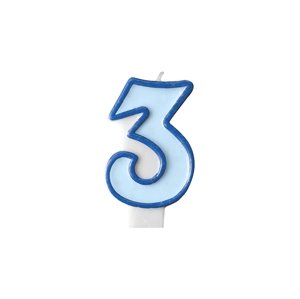 PartyDeco Születésnapi szám gyertya 3 - kék