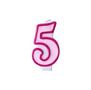 PartyDeco Születésnapi szám gyertya 5 - rózsaszín