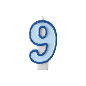PartyDeco Születésnapi szám gyertya 9 - kék
