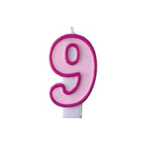PartyDeco Születésnapi szám gyertya 9 - rózsaszín