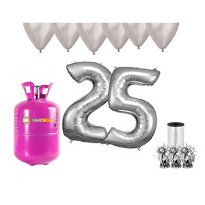 HeliumKing Hélium parti szett 25. születésnapra ezüst színű lufikkal
