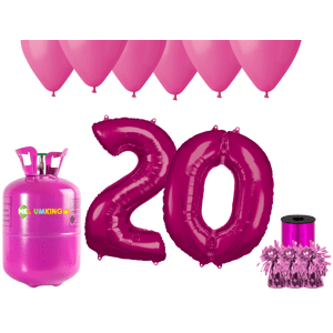 HeliumKing Hélium parti szett 20. születésnapra rózsaszín színű lufikkal