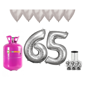 HeliumKing Hélium parti szett 65. születésnapra ezüst színű lufikkal