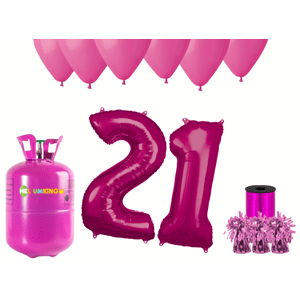 HeliumKing Hélium parti szett 21. születésnapra rózsaszín színű lufikkal