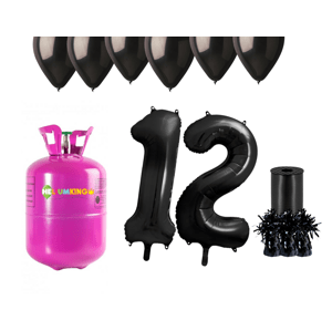 HeliumKing Hélium parti szett 12. születésnapra fekete színű lufikkal