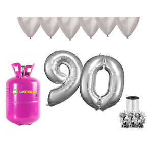 HeliumKing Hélium parti szett 90. születésnapra ezüst színű lufikkal