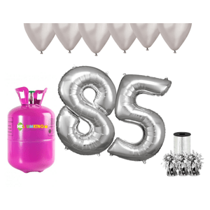 HeliumKing Hélium parti szett 85. születésnapra ezüst színű lufikkal