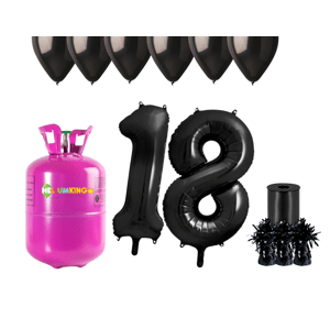 HeliumKing Hélium parti szett 18. születésnapra fekete színű lufikkal