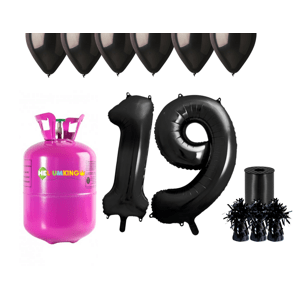 HeliumKing Hélium parti szett 19. születésnapra fekete színű lufikkal