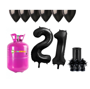 HeliumKing Hélium parti szett 21. születésnapra fekete színű lufikkal