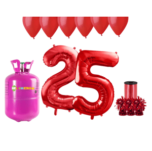 HeliumKing Hélium parti szett 25. szülinapra piros színű lufikkal