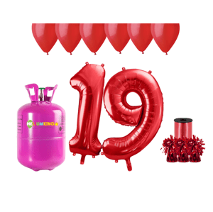 HeliumKing Hélium parti szett 19. születésnapra piros színű lufikkal
