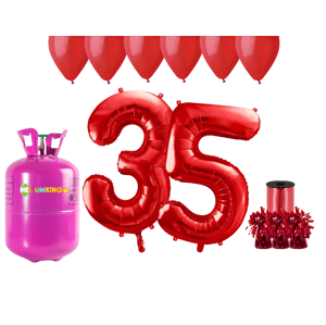 HeliumKing Hélium parti szett 35. szülinapra piros színű lufikkal