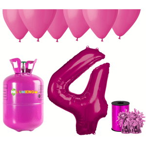 HeliumKing Hélium parti szett 4. születésnapra rózsaszín színű lufikkal