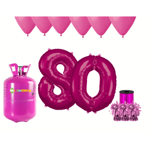 HeliumKing Hélium parti szett 80. születésnapra rózsaszín színű lufikkal