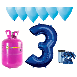 HeliumKing Hélium parti szett 3. születésnapra kék színű lufikkal
