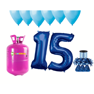 HeliumKing Hélium parti szett  15. szülinapra kék lufikkal
