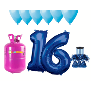 HeliumKing Hélium parti szett 16. születésnapra kék színű lufikkal