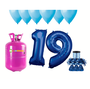 HeliumKing Hélium parti szett 19. születésnapra kék színű lufikkal
