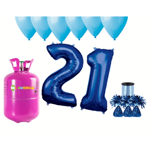 HeliumKing Hélium parti szett 21. születésnapra kék színű lufikkal