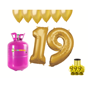 HeliumKing Hélium parti szett 19. születésnapra arany színű lufikkal