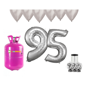 HeliumKing Hélium parti szett 95. születésnapra ezüst színű lufikkal