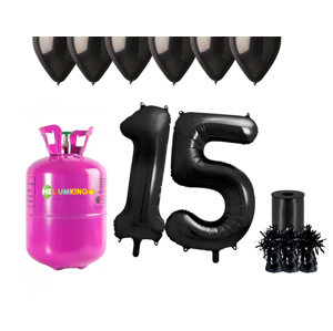 HeliumKing Hélium parti szett 15. születésnapra fekete színű lufikkal