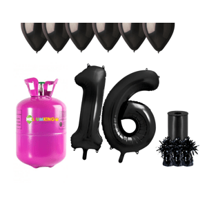 HeliumKing Hélium parti szett 16. születésnapra fekete színű lufikkal
