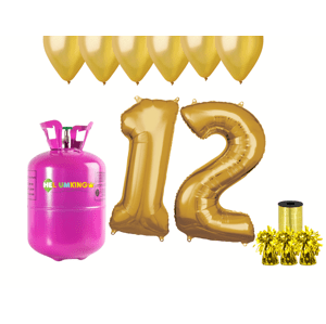 HeliumKing Hélium parti szett 12. születésnapra arany színű lufikkal