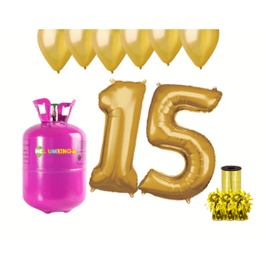 HeliumKing Hélium parti szett 15. születésnapra arany színű lufikkal