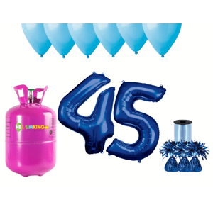 HeliumKing Hélium parti szett 45. születésnapra kék színű lufikkal