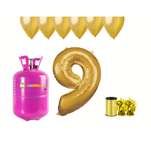 HeliumKing Hélium parti szett 9. születésnapra arany színű lufikkal