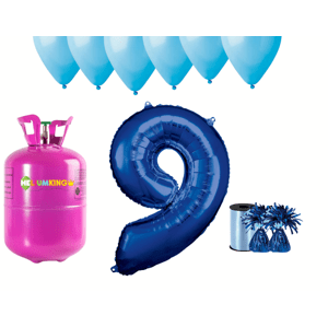 HeliumKing Hélium parti szett 9. születésnapra kék színű lufikkal