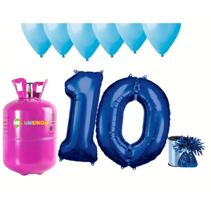 HeliumKing Hélium parti szett 10. születésnapra kék színű lufikkal