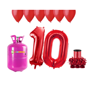 HeliumKing Hélium parti szett 10. születésnapra piros színű lufikkal