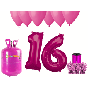 HeliumKing Hélium parti szett 16. születésnapra rózsaszín színű lufikkal