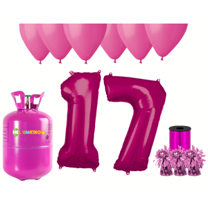 HeliumKing Hélium parti szett 17. születésnapra rózsaszín színű lufikkal