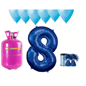 HeliumKing Hélium parti szett 8. születésnapra kék színű lufikkal