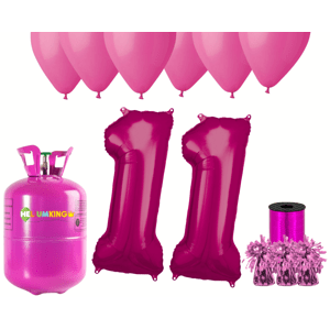 HeliumKing Hélium parti szett 11. szülinapra rózsaszín lufikkal