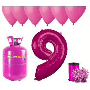 HeliumKing Hélium parti szett 9. születésnapra rózsaszín színű lufikkal