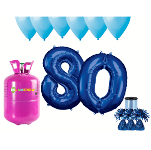 HeliumKing Hélium parti szett 80. születésnapra kék színű lufikkal