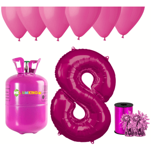 HeliumKing Hélium parti szett 8. születésnapra rózsaszín színű lufikkal