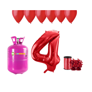 HeliumKing Hélium parti szett 4. születésnapra piros színű lufikkal