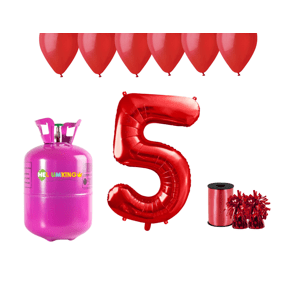 HeliumKing Hélium parti szett 5. születésnapra piros színű lufikkal